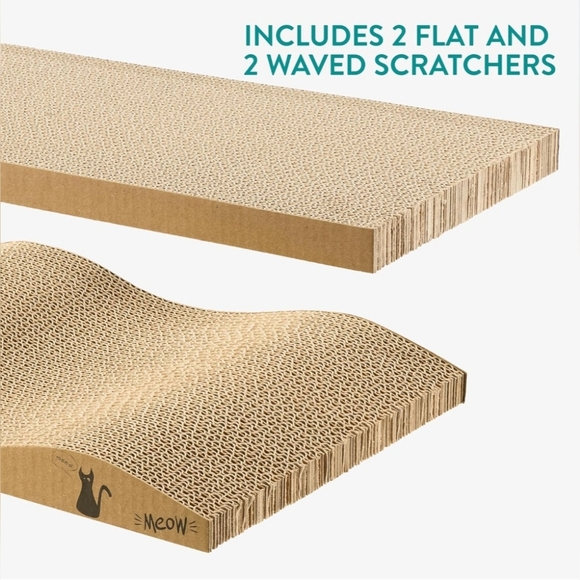 Navaris Cat Scratcher Set – 4-Pack Cardboard Mats - Picture 2 of 9